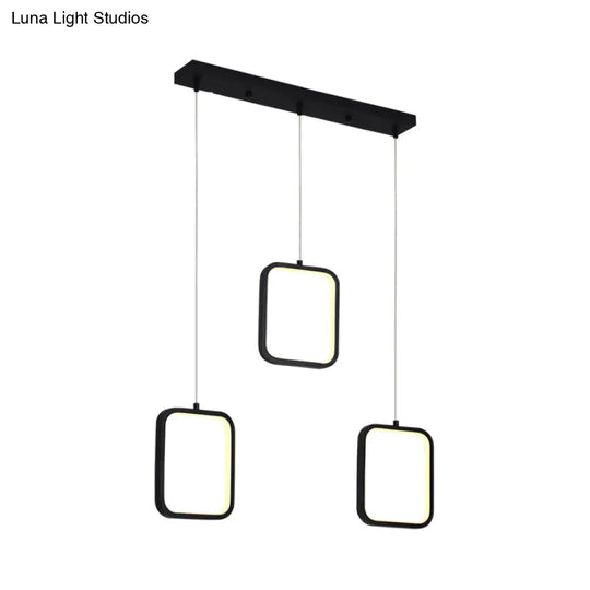 Modern Acrylic Pendant Light With 3 Lights Black/White Finish Square/Circle Cluster Design