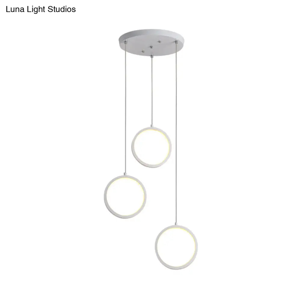 Modern Acrylic Pendant Light With 3 Lights Black/White Finish Square/Circle Cluster Design