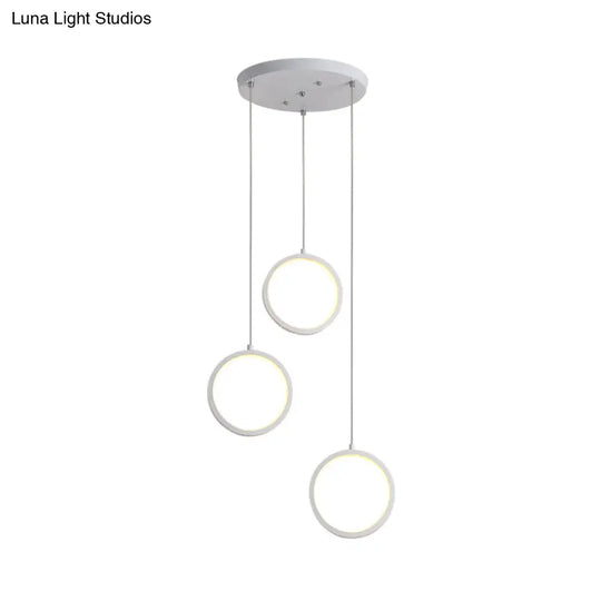 Modern Acrylic Pendant Light With 3 Lights Black/White Finish Square/Circle Cluster Design