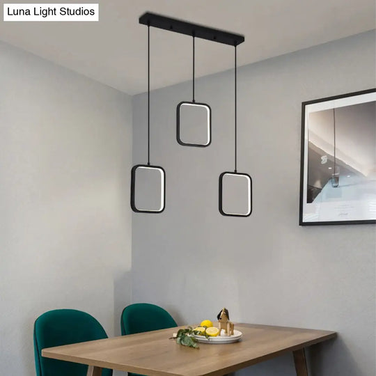 Modern Acrylic Cluster Pendant With 3 Lights Warm/White Lighting And Round/Linear Canopy -