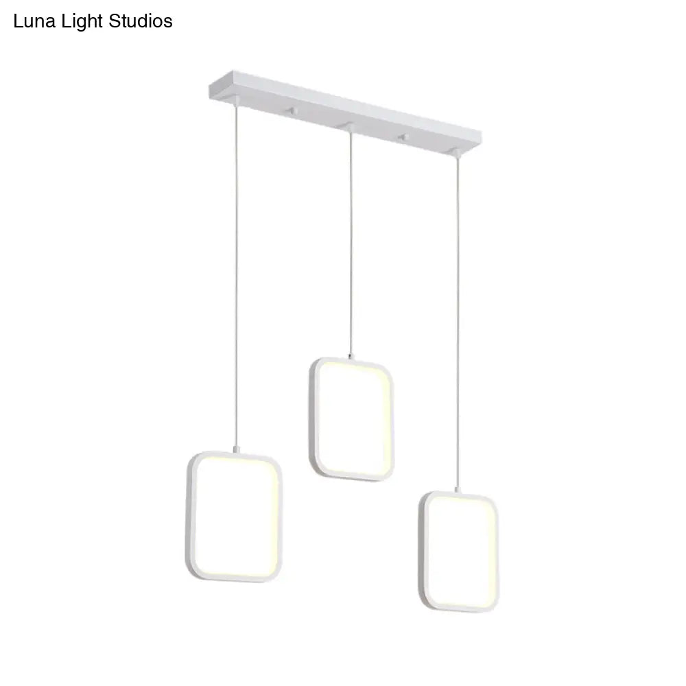 Modern Acrylic Cluster Pendant With 3 Lights Warm/White Lighting And Round/Linear Canopy -