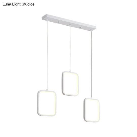 Modern Acrylic Cluster Pendant With 3 Lights Warm/White Lighting And Round/Linear Canopy -