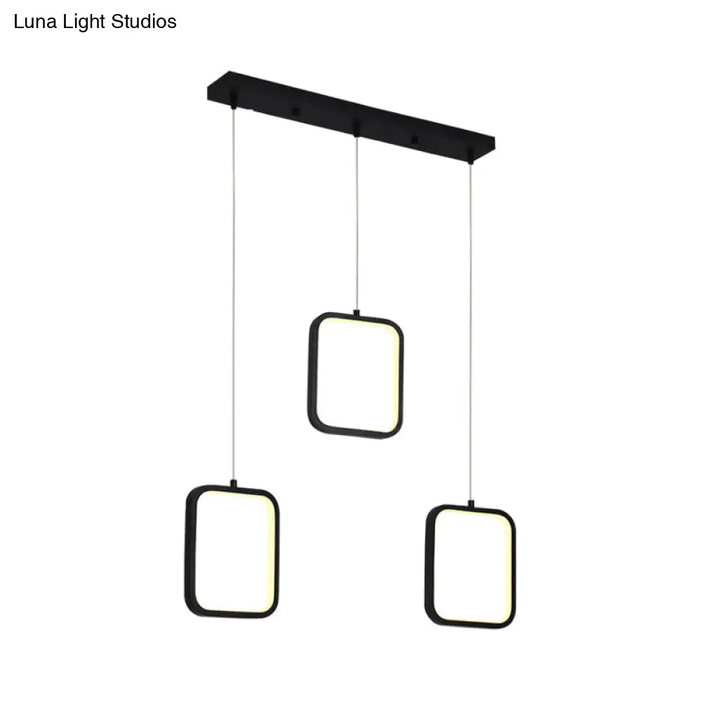 Modern Acrylic Cluster Pendant With 3 Lights Warm/White Lighting And Round/Linear Canopy -