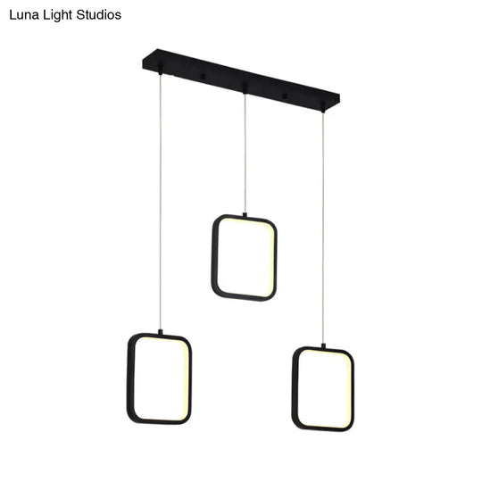 Modern Acrylic Cluster Pendant With 3 Lights Warm/White Lighting And Round/Linear Canopy -