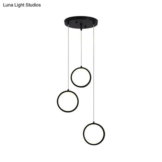 Modern Acrylic Pendant Light With 3 Lights Black/White Finish Square/Circle Cluster Design