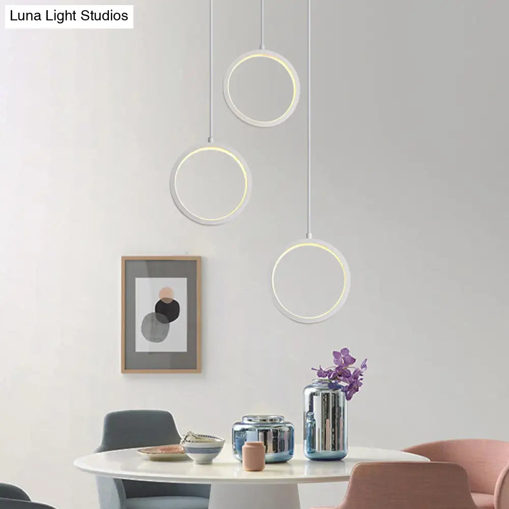 Modern Acrylic Cluster Pendant With 3 Lights Warm/White Lighting And Round/Linear Canopy -