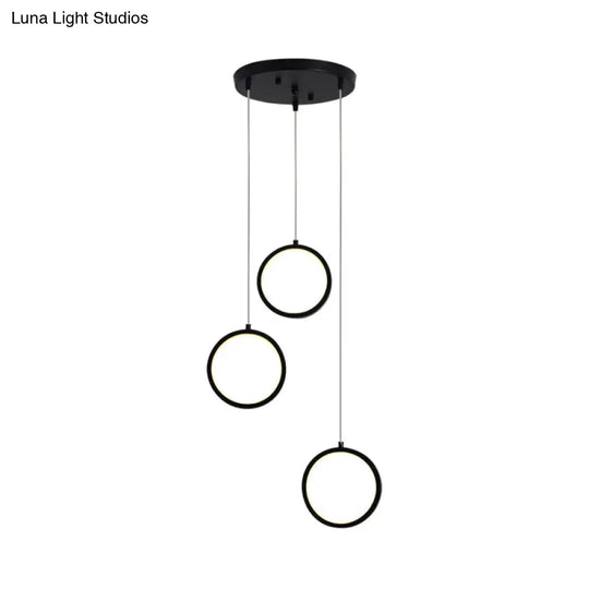 Modern Acrylic Cluster Pendant With 3 Lights Warm/White Lighting And Round/Linear Canopy -