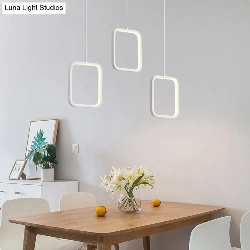 Modern Acrylic Cluster Pendant With 3 Lights Warm/White Lighting And Round/Linear Canopy -