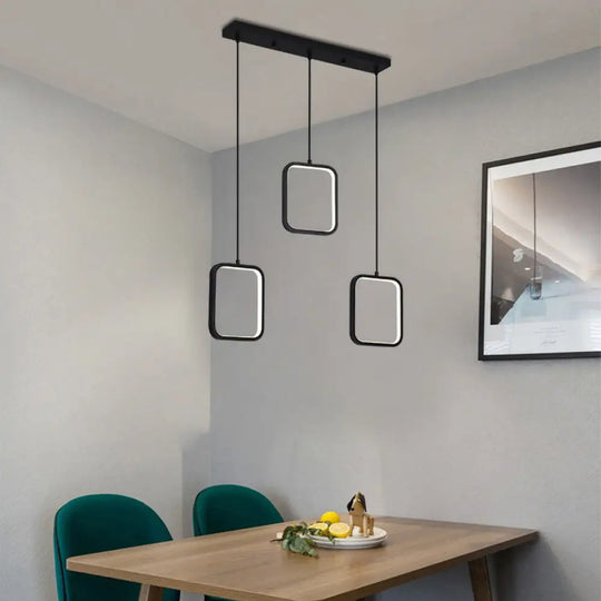 Modern Acrylic Pendant Light With 3 Lights Black/White Finish Square/Circle Cluster Design