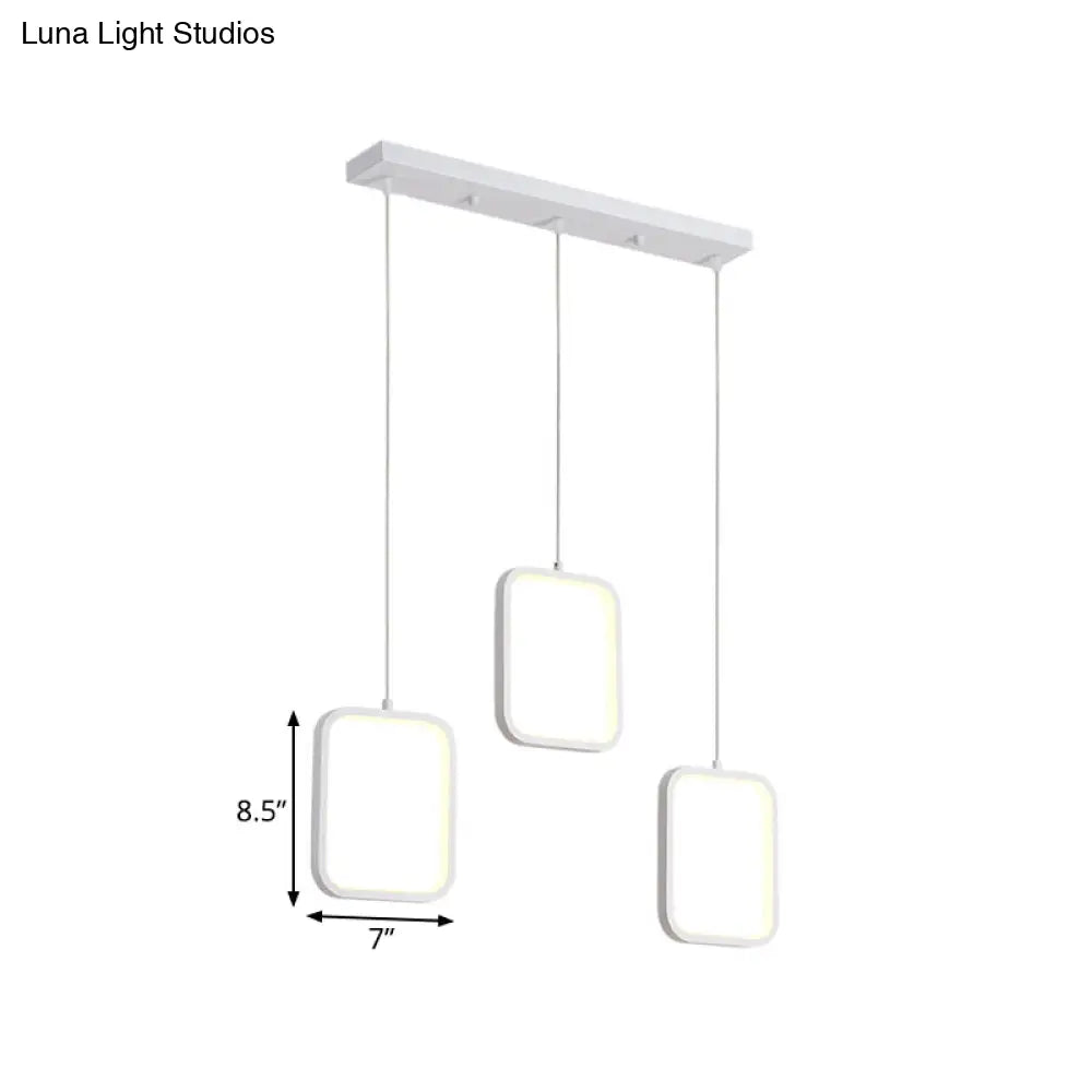 Modern Acrylic Cluster Pendant With 3 Lights Warm/White Lighting And Round/Linear Canopy -