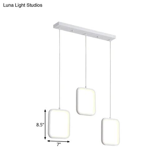 Modern Acrylic Cluster Pendant With 3 Lights Warm/White Lighting And Round/Linear Canopy -