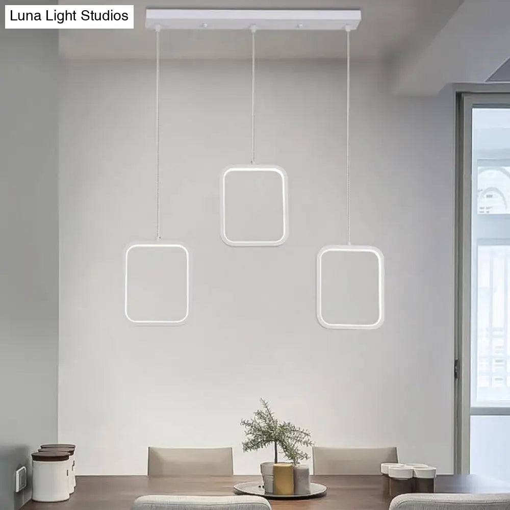 Modern Acrylic Cluster Pendant With 3 Lights Warm/White Lighting And Round/Linear Canopy -