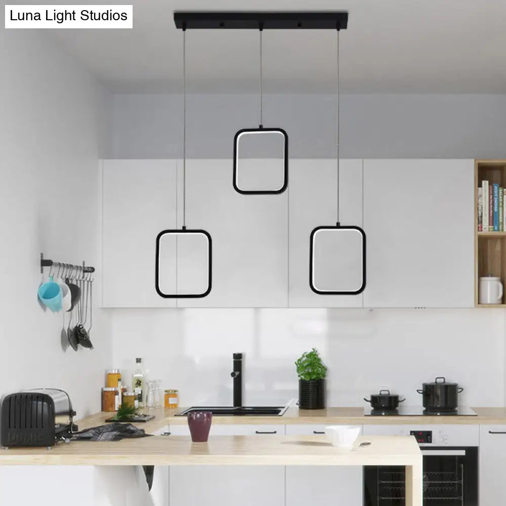 Modern Acrylic Cluster Pendant With 3 Lights Warm/White Lighting And Round/Linear Canopy -