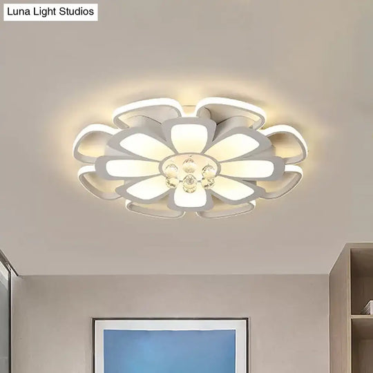 Modern Acrylic Petal Flush Mount Led Ceiling Light - 20.5/27 W Warm/White Round Design White Finish