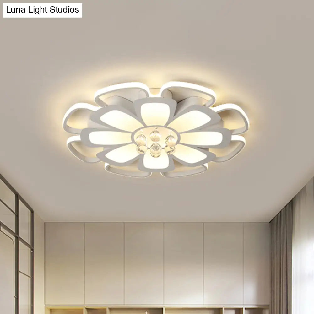 Modern Acrylic Petal Flush Mount Led Ceiling Light - 20.5/27 W Warm/White Round Design White Finish