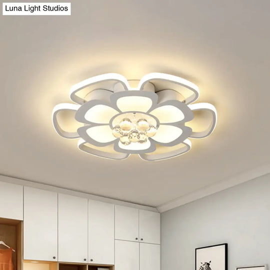 Modern Acrylic Petal Flush Mount Led Ceiling Light - 20.5/27 W Warm/White Round Design White Finish
