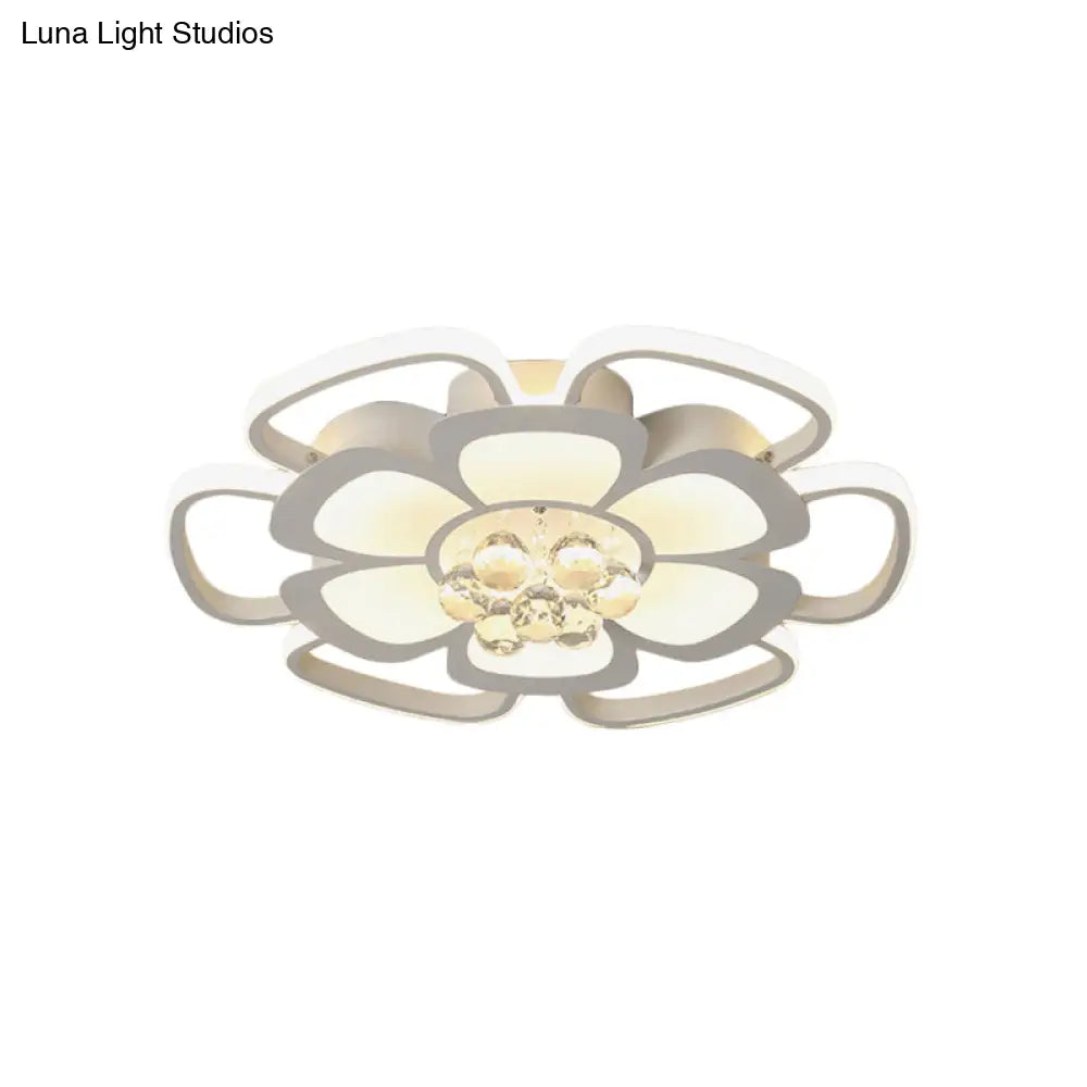 Modern Acrylic Petal Flush Mount Led Ceiling Light - 20.5’/27’ W Warm/White Round Design White