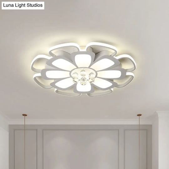 Modern Acrylic Petal Flush Mount Led Ceiling Light - 20.5’/27’ W Warm/White Round Design White