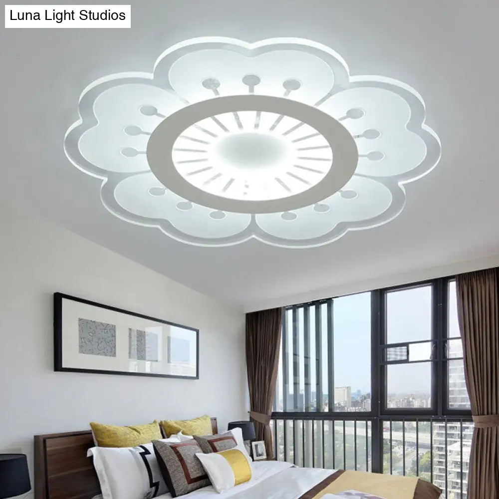 Modern Acrylic Petal Led Ceiling Light: Elegant Flush Mount For Girls Bedroom Clear / 20.5 White