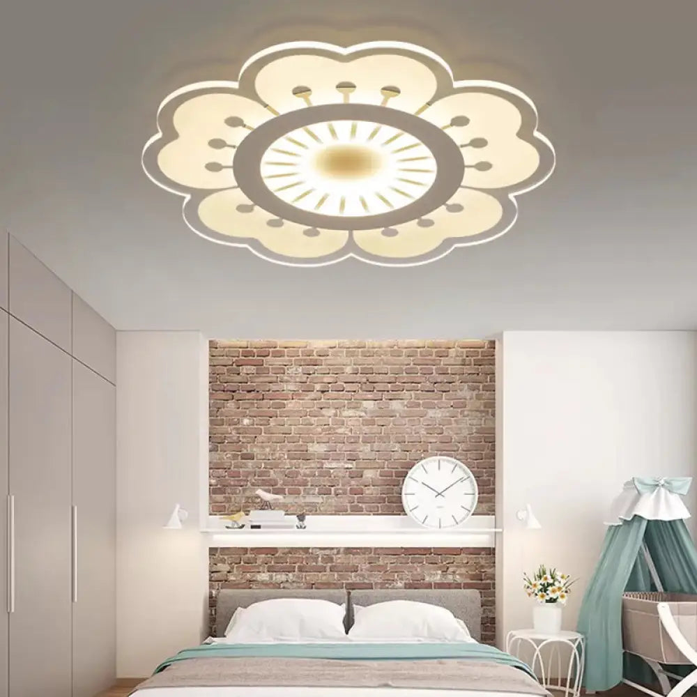 Modern Acrylic Petal Led Ceiling Light: Elegant Flush Mount For Girls’ Bedroom Clear / 16.5’ Warm