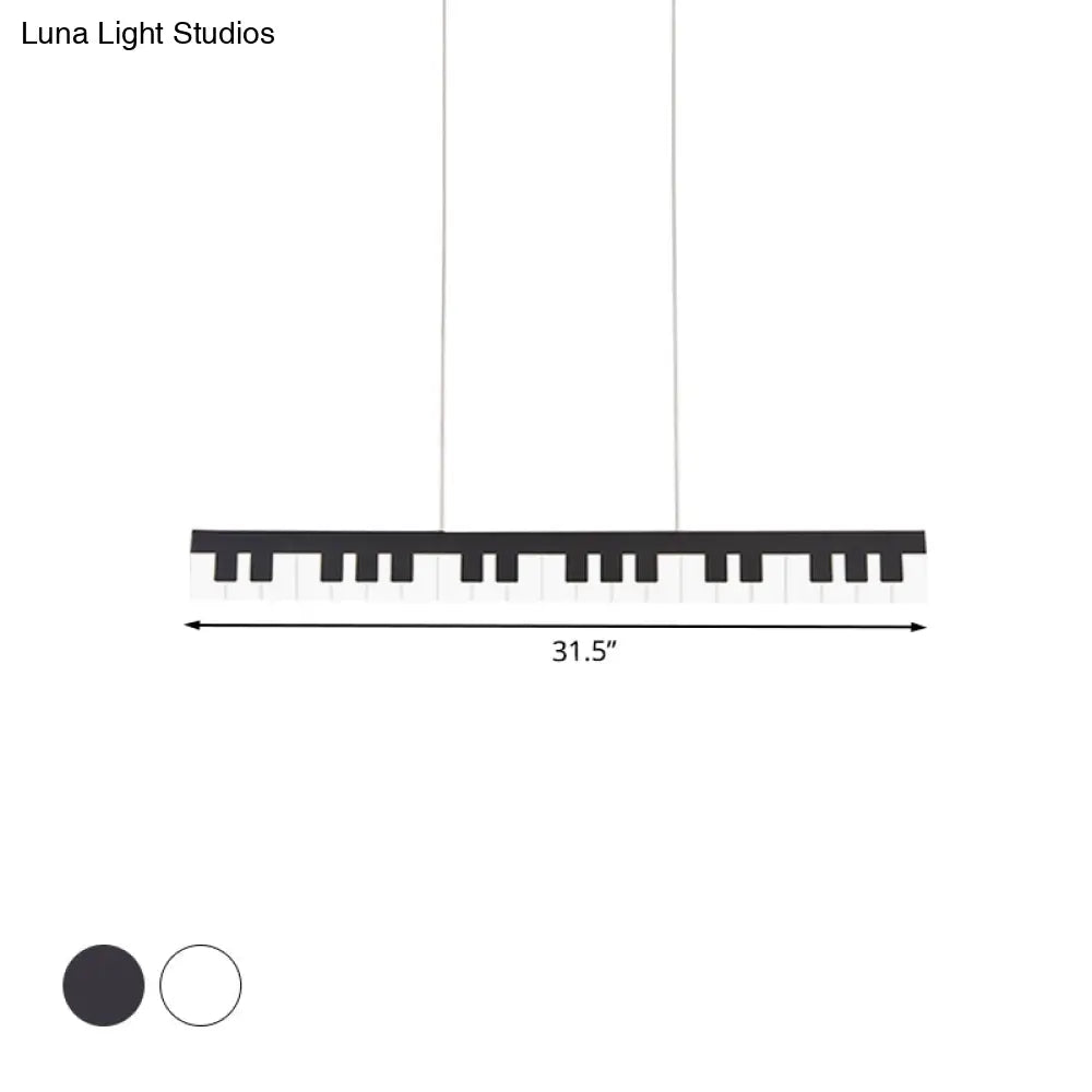 Modern Acrylic Piano Key Chandelier Lamp Fixture Kids Led Ceiling Light - White/Black White/Warm