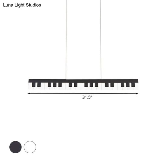 Modern Acrylic Piano Key Chandelier Lamp Fixture Kids Led Ceiling Light - White/Black White/Warm