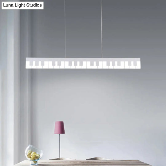 Modern Acrylic Piano Key Chandelier Lamp Fixture Kids Led Ceiling Light - White/Black White/Warm