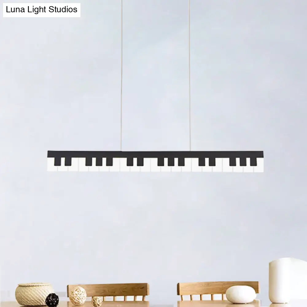 Modern Acrylic Piano Key Chandelier Lamp Fixture Kids Led Ceiling Light - White/Black White/Warm