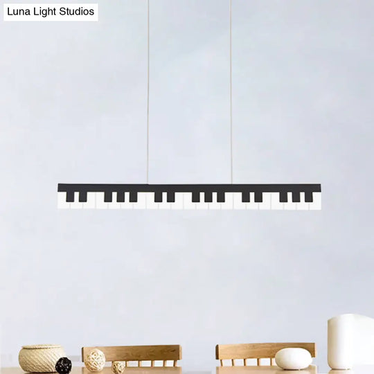 Modern Acrylic Piano Key Chandelier Lamp Fixture Kids Led Ceiling Light - White/Black White/Warm