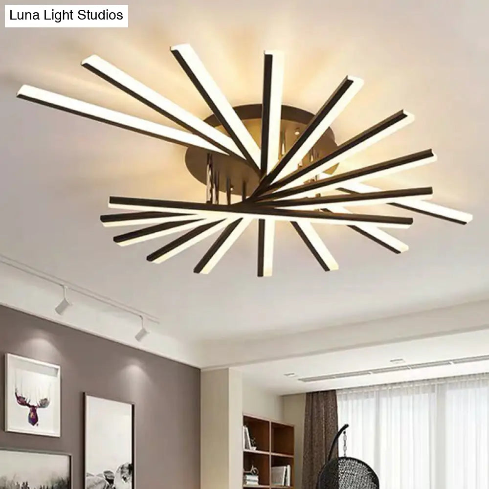 Modern Acrylic Radial Semi Flush Led Ceiling Light For Living Room