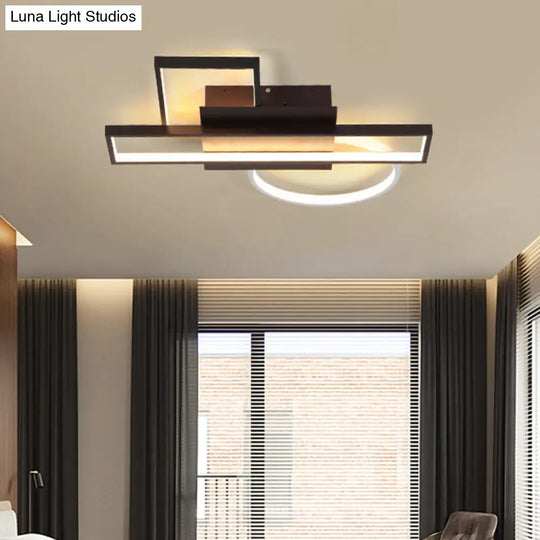 Modern Acrylic Rectangle Flush Mount Led Black Ceiling Fixture - Wide Sizes Available For Bedroom /