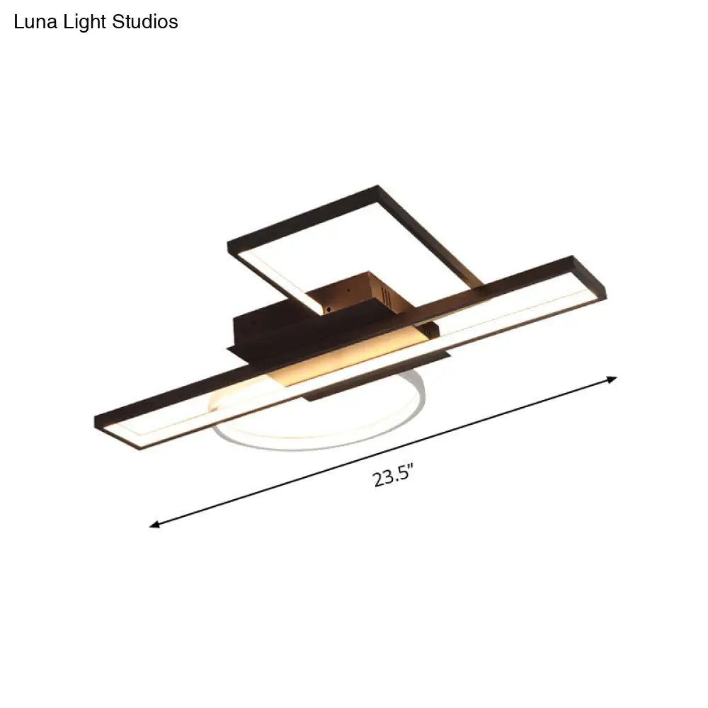 Modern Acrylic Rectangle Flush Mount Led Black Ceiling Fixture - Wide Sizes Available For Bedroom