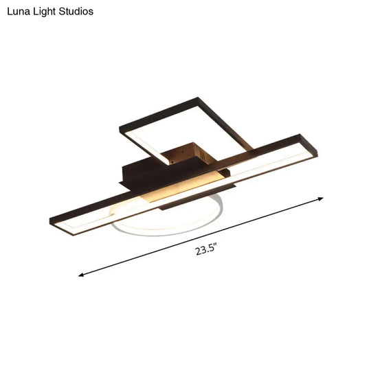 Modern Acrylic Rectangle Flush Mount Led Black Ceiling Fixture - Wide Sizes Available For Bedroom