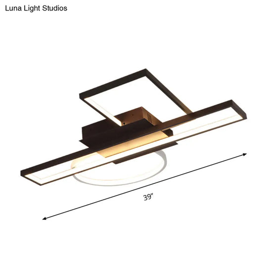 Modern Acrylic Rectangle Flush Mount Led Black Ceiling Fixture - Wide Sizes Available For Bedroom