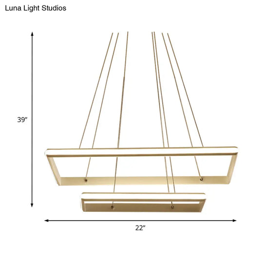 Modern Acrylic Rectangular Chandelier: Tiered Design 3-Light Black/White Led White/Warm Light