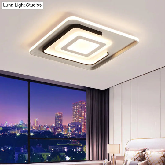 Modern Acrylic Rectangular Led Ceiling Lamp For Living Room - Warm/White Light 18/21.5/35.5 Wide