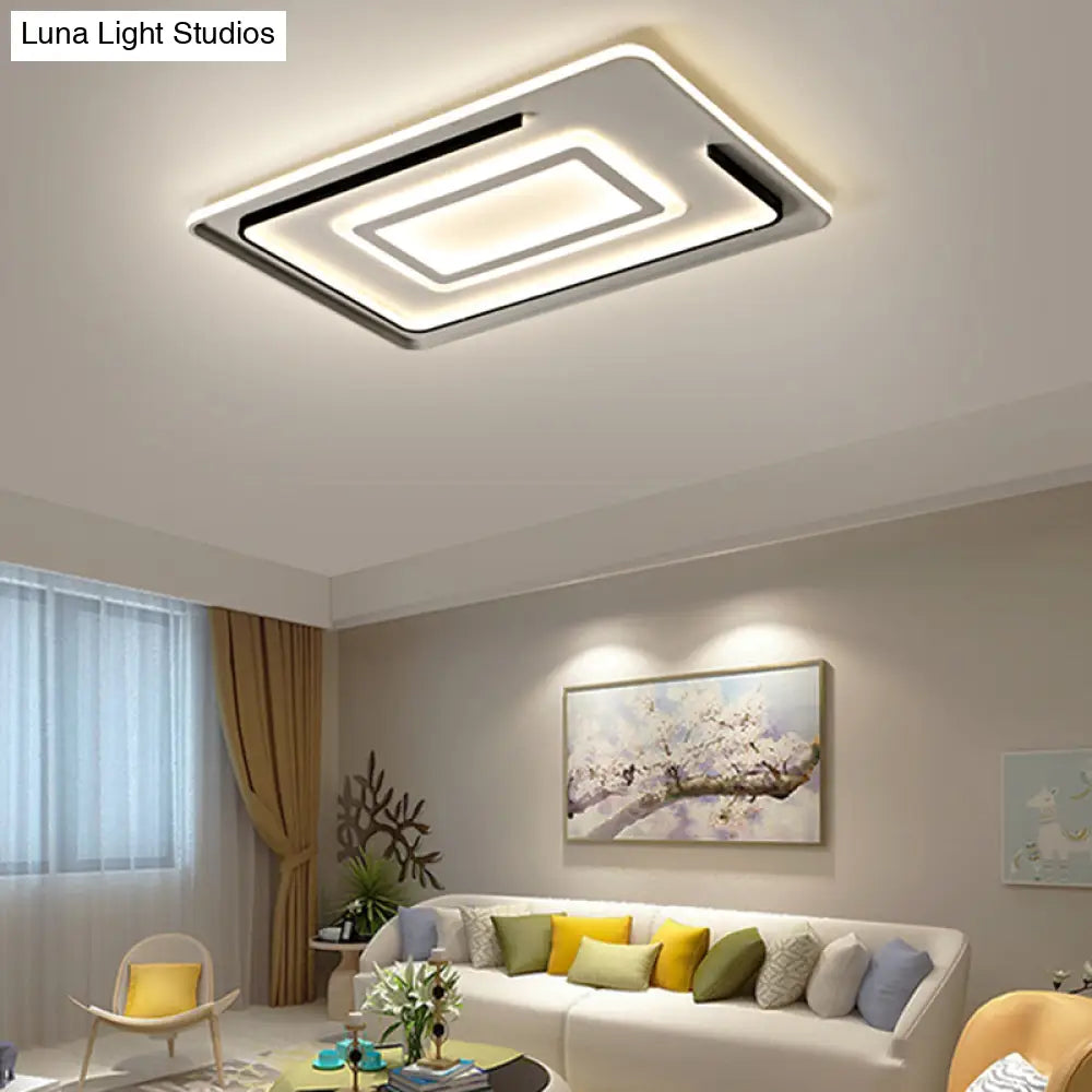 Modern Acrylic Rectangular Led Ceiling Lamp For Living Room - Warm/White Light 18’/21.5’/35.5’ Wide