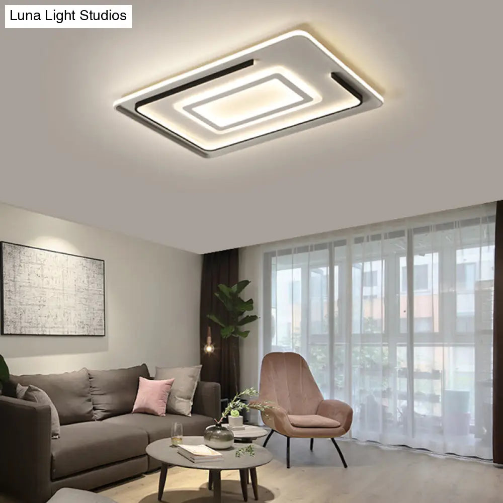 Modern Acrylic Rectangular Led Ceiling Lamp For Living Room - Warm/White Light 18/21.5/35.5 Wide