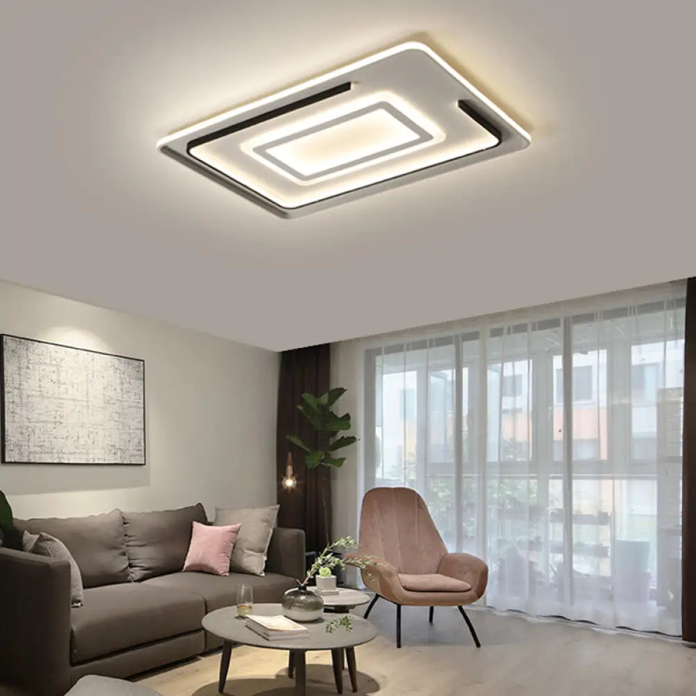 Modern Acrylic Rectangular Led Ceiling Lamp For Living Room - Warm/White Light