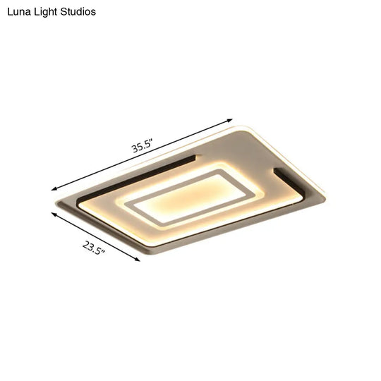 Modern Acrylic Rectangular Led Ceiling Lamp For Living Room - Warm/White Light 18/21.5/35.5 Wide