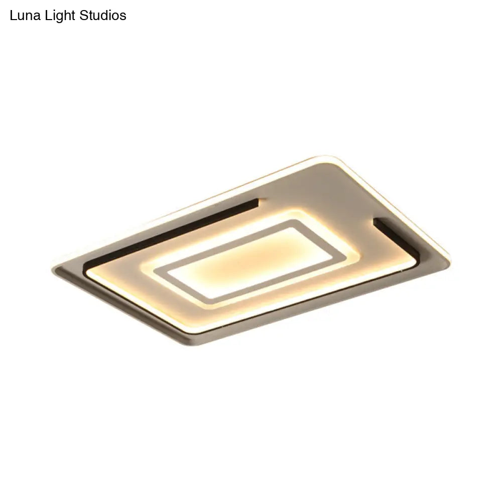 Modern Acrylic Rectangular Led Ceiling Lamp For Living Room - Warm/White Light 18/21.5/35.5 Wide