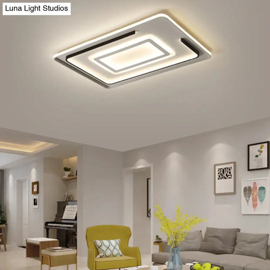 Modern Acrylic Rectangular Led Ceiling Lamp For Living Room - Warm/White Light 18/21.5/35.5 Wide