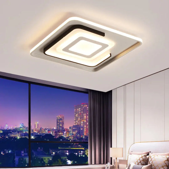 Modern Acrylic Rectangular Led Ceiling Lamp For Living Room - Warm/White Light