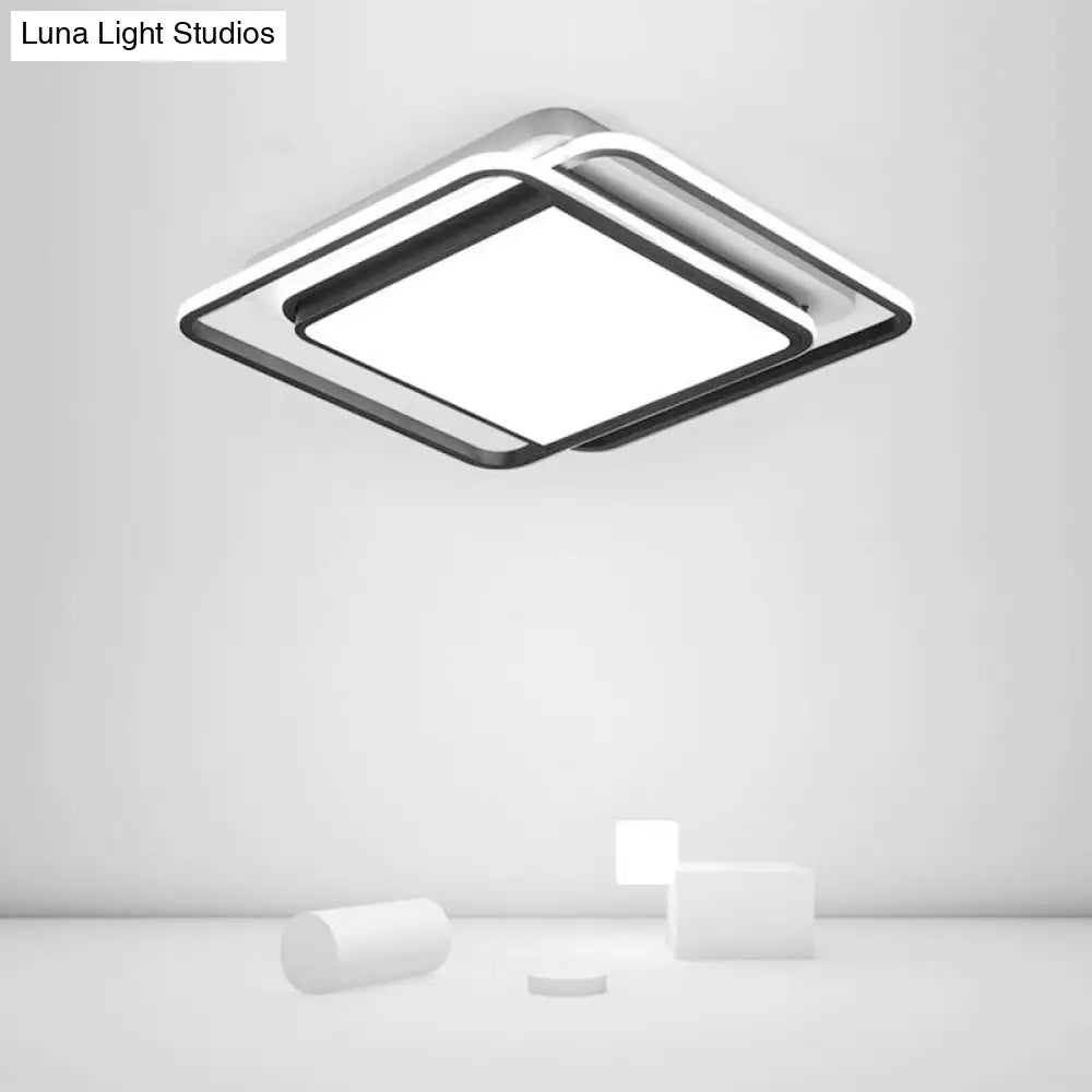 Modern Acrylic Rhombus Flush Light In Black & White: Led Ceiling Fixture