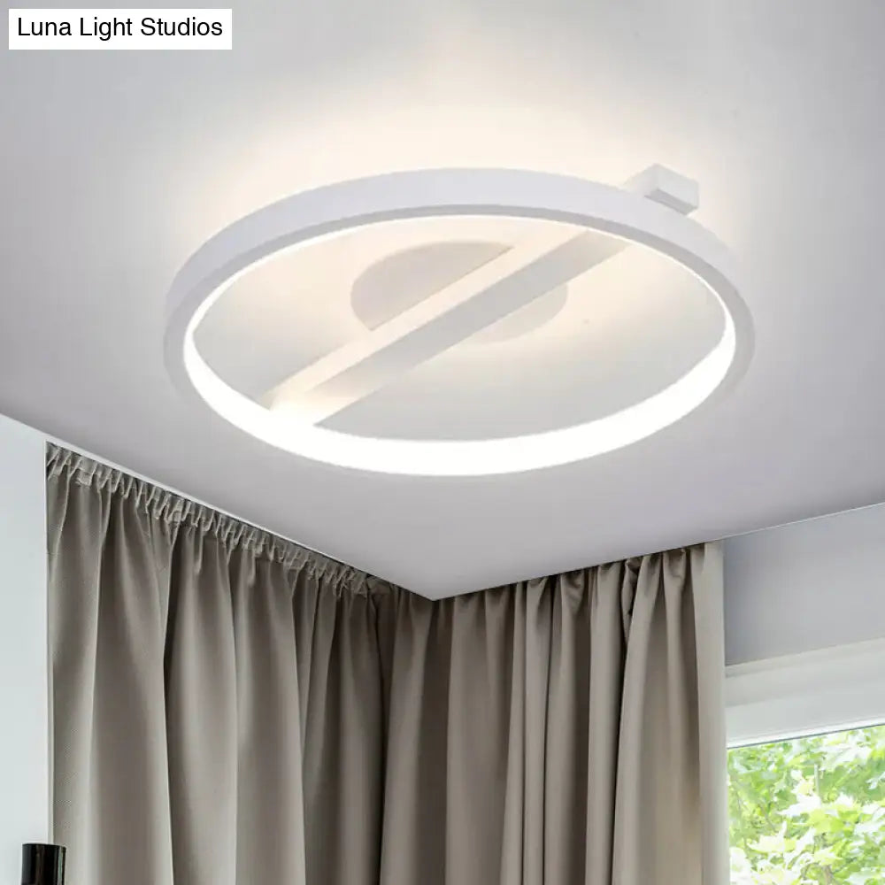 Modern Acrylic Ring Flush Mount Ceiling Light In Black/White/Blue For Living Room - Warm/White