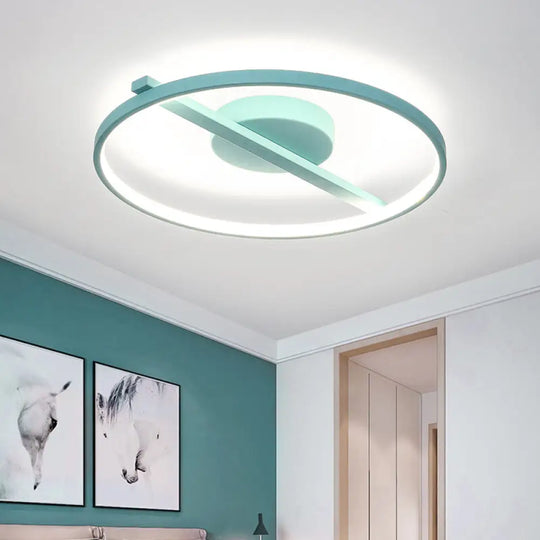 Modern Acrylic Ring Flush Mount Ceiling Light In Black/White/Blue For Living Room - Warm/White