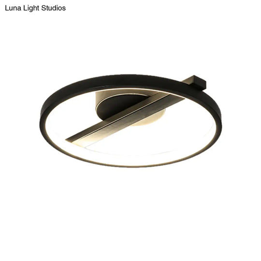 Modern Acrylic Ring Flush Mount Ceiling Light In Black/White/Blue For Living Room - Warm/White