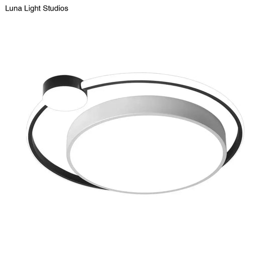 Modern Acrylic Ring Flushmount Ceiling Fixture - 16/19.5 1 Light White/Black