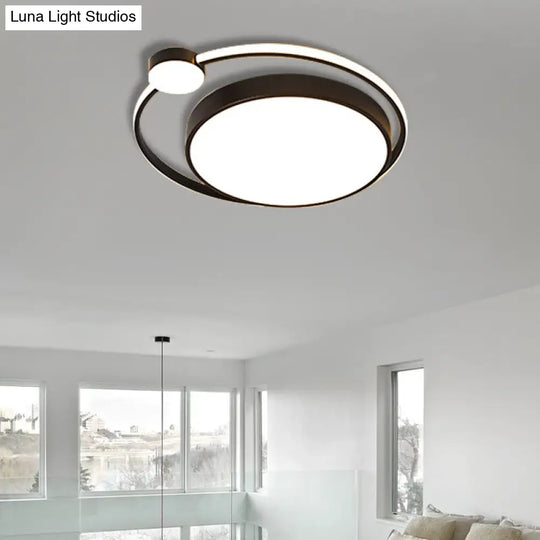 Modern Acrylic Ring Flushmount Ceiling Fixture - 16/19.5 1 Light White/Black White-Black / 19.5