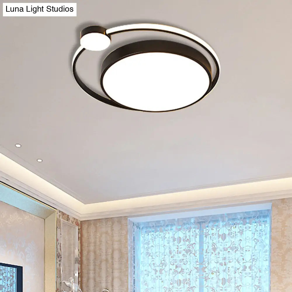 Modern Acrylic Ring Flushmount Ceiling Fixture - 16/19.5 1 Light White/Black White-Black / 16 Warm